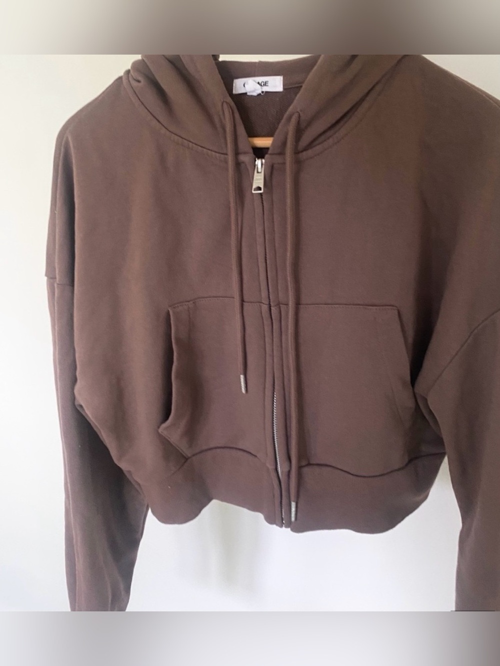 Garage Brown Crop Hoodie
